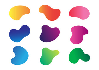 Colorful abstract shapes with gradient effect organic hand drawn liquid shapes vector creative elements
