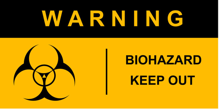 Warning sign biohazard keep out. caution chemical biologic dangerous bar information vector design.