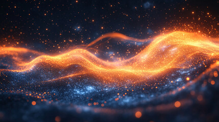 A smooth digital background symbolizing network abilities, technological processes, digital storage, science, and education, blending smooth curves and subtle chaos, representing modern digital transf