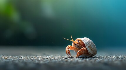 Macro Photography of a Hermit Crab Emerging from Its Shell on a Coastal Shoreline