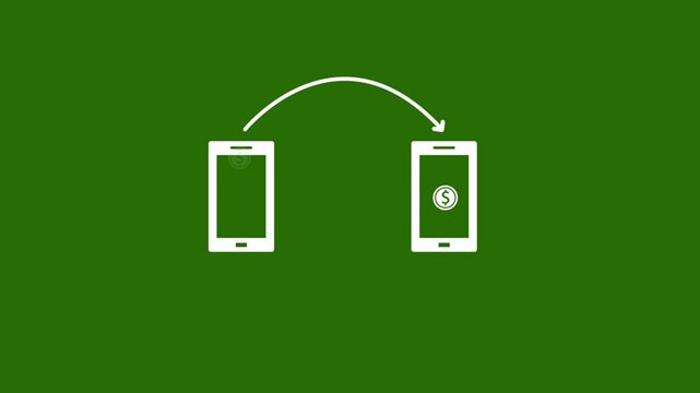 Phone to phone monet transfer icon animation concept ,dollar transfer concept icon