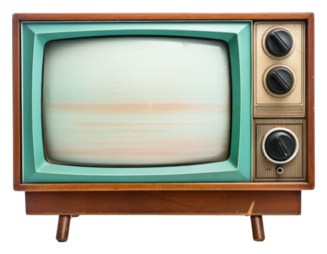 Vintage television with cut out screen white background electronics technology.