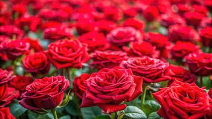 Fototapeta premium Sea of red roses in full bloom, creating a stunning floral background, roses, red, flowers, blooming, garden, nature