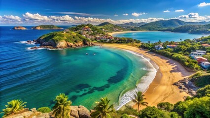 Naklejka premium A breathtaking view of the stunning beaches in Buzios, Brazil, Buzios, Brazil, beach, coastline, tropical