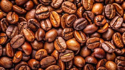 Obraz premium Close-up of freshly roasted coffee beans background, coffee, bean, roasted, background, close-up, fresh, wallpaper, aroma
