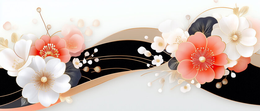 Delicate Floral Art with Japanese Aesthetic