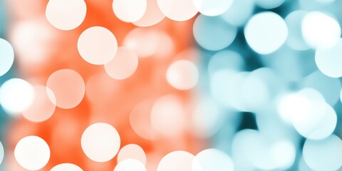 Fototapeta premium Bokeh light effect with vibrant teal and coral tones creating a soft blurred background
