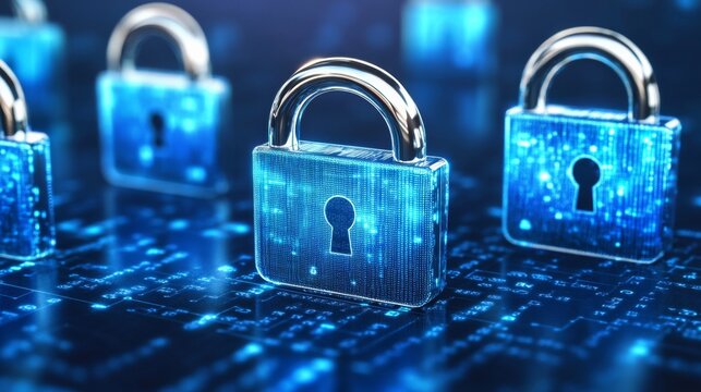 Digital Security Concept With Locks And Data Flow - Powered by Adobe