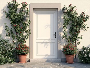 door and flowers