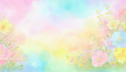 Obraz premium Pastel colored background with delicate flowers