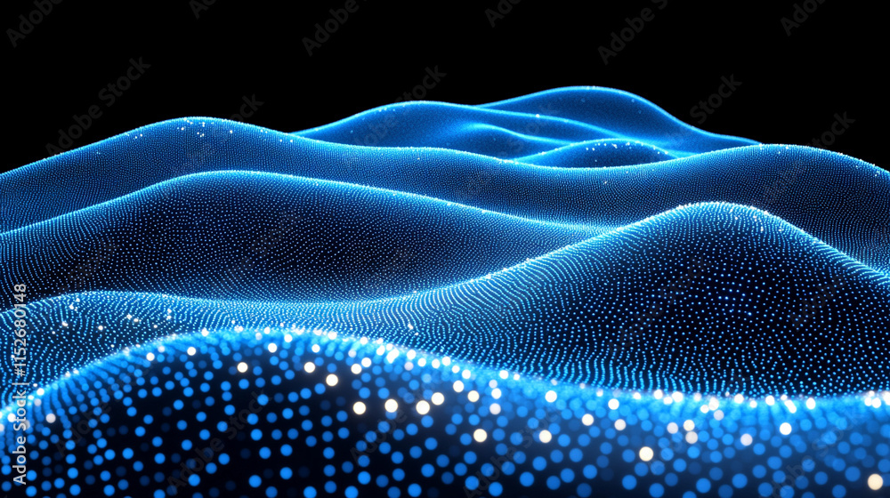 Poster modern digital abstract 3d background with flowing lines and shapes symbolizing technological proces