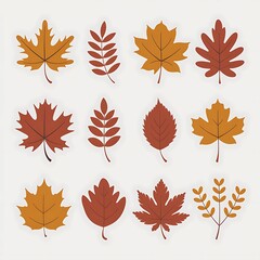 Autumn Leaf Silhouette Collection: 10 Fall-Inspired Designs on a White Background