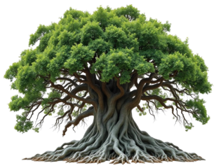 A large ancient tree isolated on white background. Suitable for marketing or business purposes. PNG file