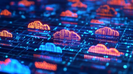 Business Computing Infographic in High Contrast Lighting