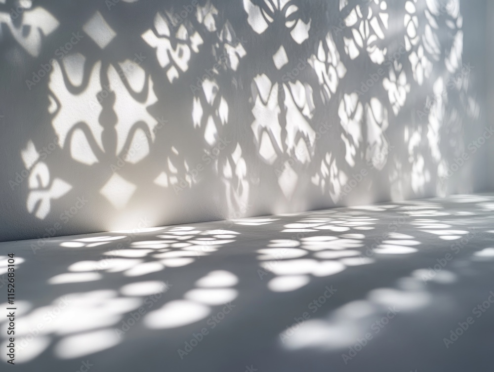 Poster Intricate shadow patterns cast on a surface, creating a delicate and artistic ambiance.