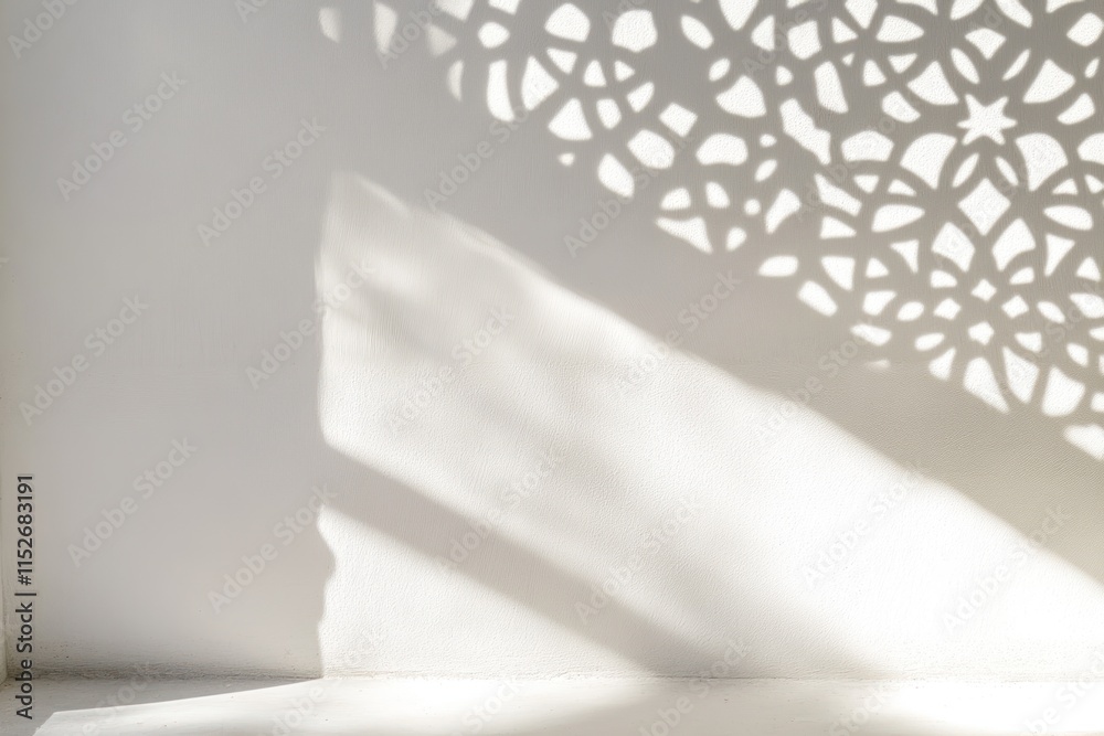 Leinwandbilder a soft light casts intricate shadows on a white wall, creating a serene atmosphere.