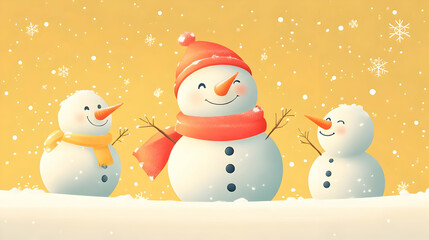 Cute Snowman Illustration Winter Background