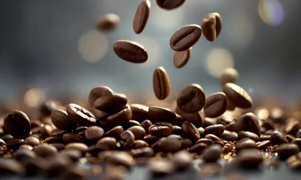 coffee beans flying