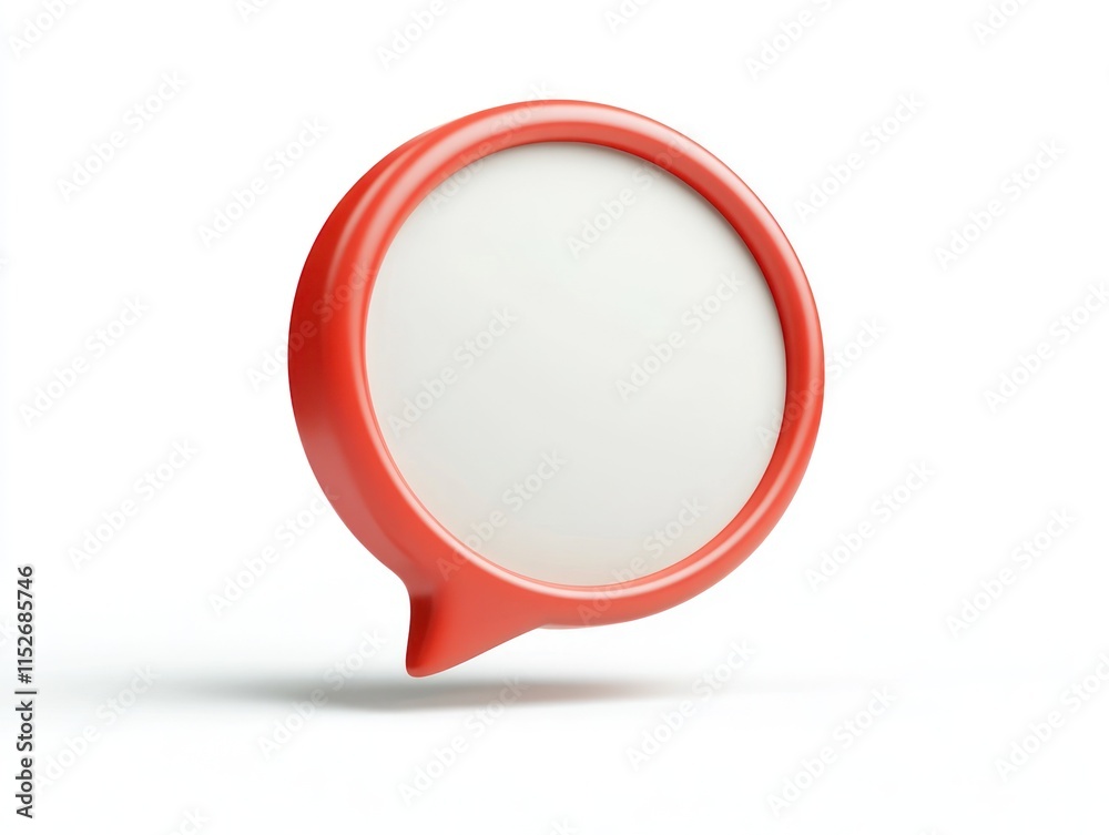 Poster A red speech bubble icon with a blank center, symbolizing communication and dialogue.