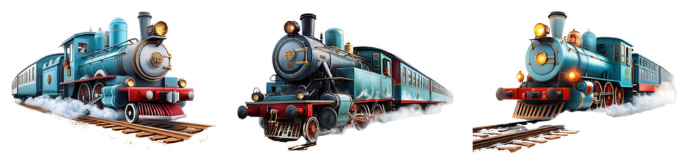 Fototapeta premium Historic steam train journey vintage railways digital artwork artistic environment close-up view nostalgia and adventure