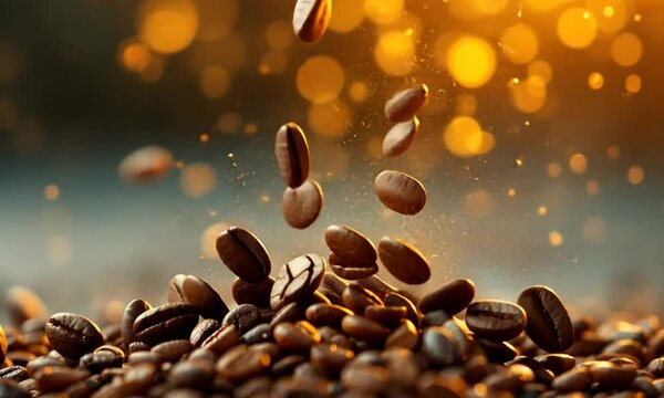 coffee beans flying