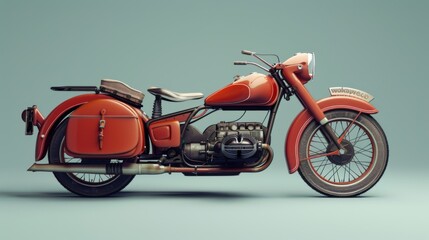 Fototapeta premium Vintage Sidecar Motorcycle on Clean Background