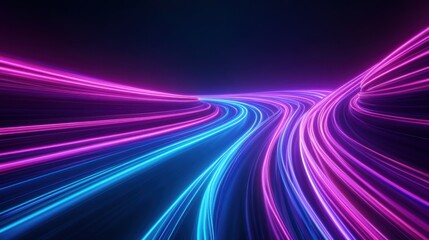 Vibrant Light Trails Creating Dynamic Patterns in a Dark Background for Abstract Digital Art