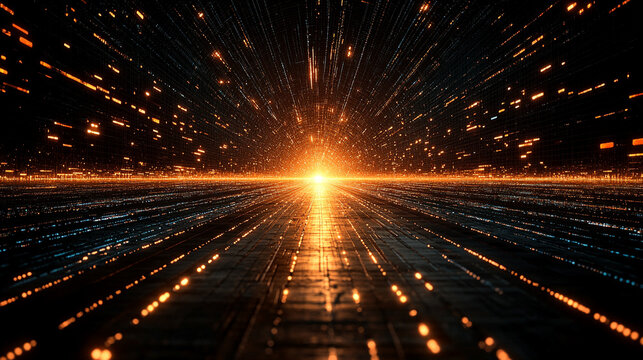 Modern digital abstract 3D background with flowing lines and shapes symbolizing technological processes, digital storage, science, and education, highlighting network abilities and innovation

