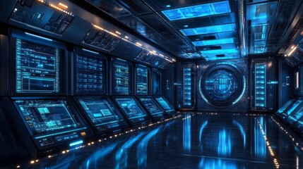 Futuristic Server Monitoring Control Room Design