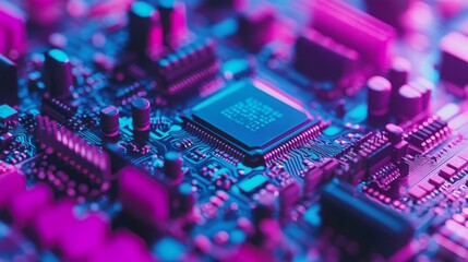 Magnified Microchip Designs Under Sharp Light