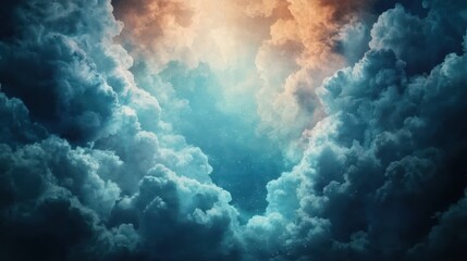 Fototapeta premium Radiant sunlight breaking through clouds nature sky daytime