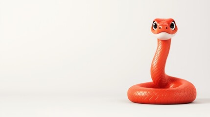 Fototapeta premium Cute cartoon red snake character in fun adventure digital art playful