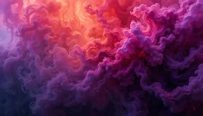 Fototapeta premium Abstract Swirling Purple and Orange Ink Clouds
