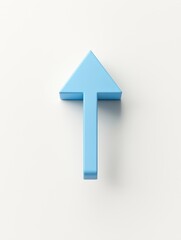 Upward blue arrow symbolizing growth white background graphic design