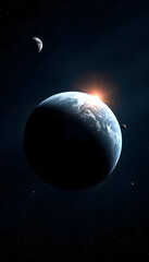 Obraz premium Planet Earth in deep space, detailed, with white tones