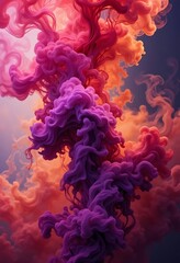 Fototapeta premium Abstract swirling colors of purple and orange ink