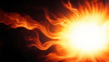 Fiery solar flare with streams of glowing orange and yellow plasma