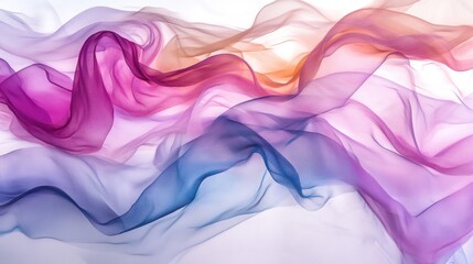 Fototapeta premium A flowing composition of colorful, translucent fabrics creating a soft, ethereal effect.