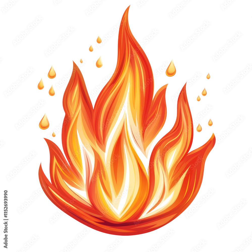 Poster bright and dynamic fire flames isolated transparent background