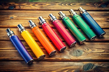 Fototapeta premium Retro vape packaging: vibrant colors, vintage style, stylish e-cigarette design, capturing old-school charm.