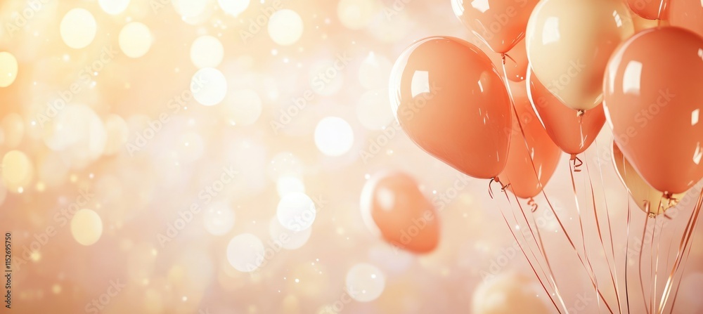 Aufkleber a cluster of balloons in soft colors against a blurred, sparkling background.