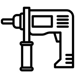 Power Drill Machine Outline Icon, Black And White Outline Icon Symbol Vector
