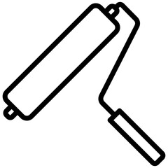 Paint Roller Outline Icon, Black And White Outline Icon Symbol Vector