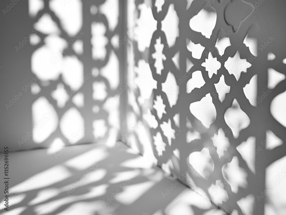 Aufkleber Intricate shadows cast by decorative patterns on a surface, creating a visually striking effect.