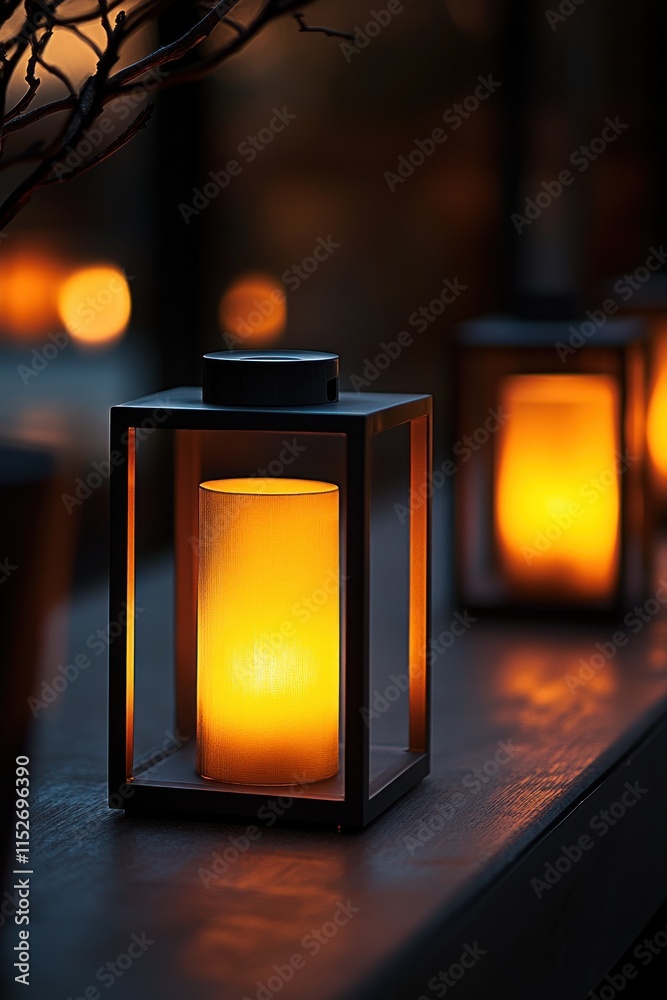 Aufkleber a cozy lantern emits a warm glow, creating an inviting atmosphere in a dimly lit space.