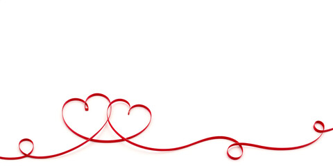 Red vintage valentine with two hearts. Artistic typography illustration. Holiday design element. Valentine's Day. Love icon for web decoration, wedding and print.