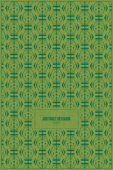 hexagon pattern with abstract ornaments and green leaf background