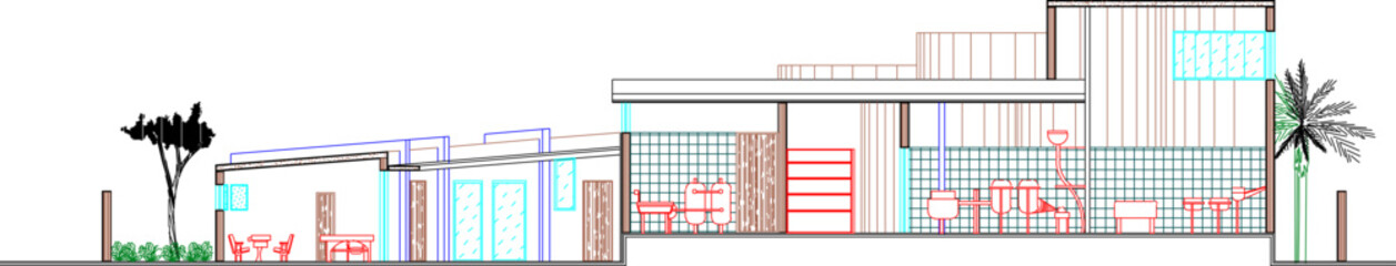 Vector sketch illustration silhouette drawing design engineering construction architecture modern research building