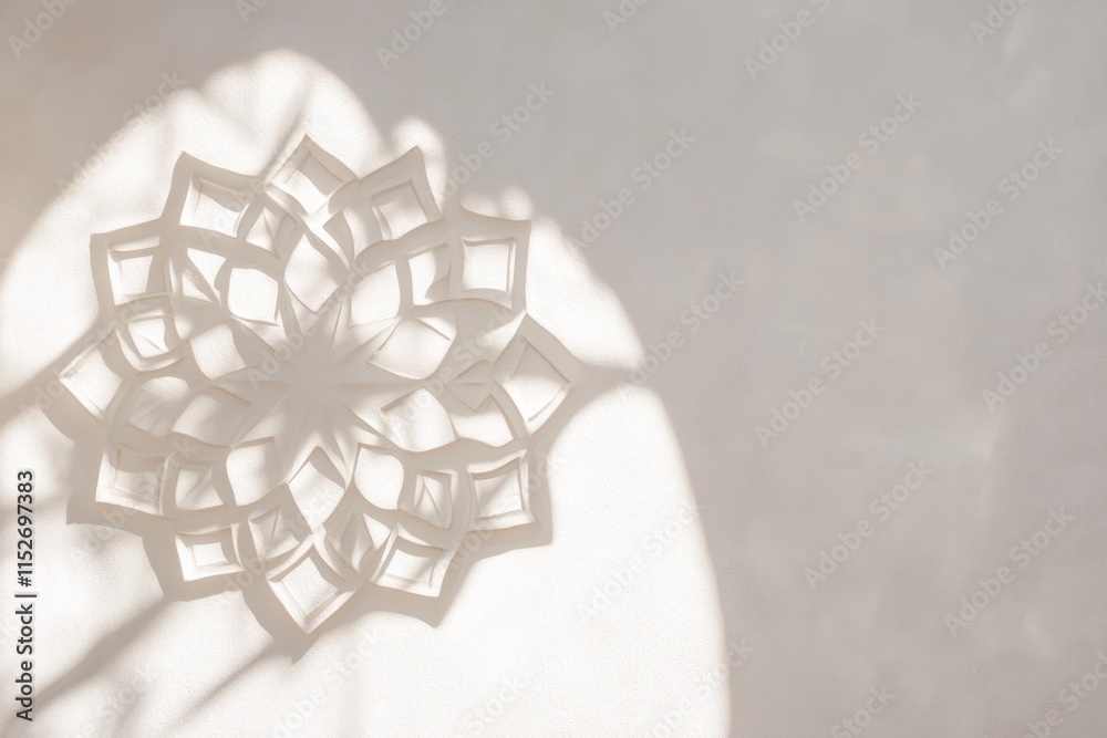 Poster A delicate paper snowflake casting shadows on a light background.