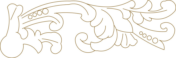 Vector sketch illustration silhouette drawing design ornament ornate vintage classic floral motif 